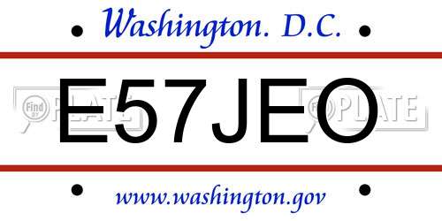 E57JEO District Of Columbia License Plate