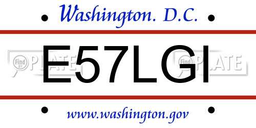E57LGI District Of Columbia License Plate