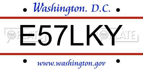 E57LKY District Of Columbia License Plate
