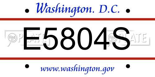 E5804S District Of Columbia License Plate
