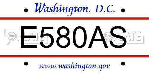 E580AS District Of Columbia License Plate