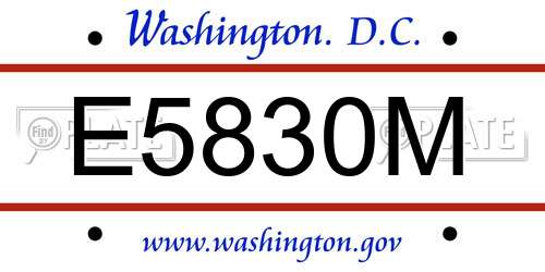 E5830M District Of Columbia License Plate