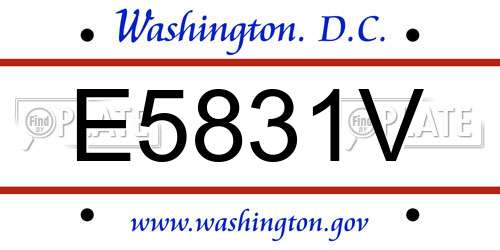 E5831V District Of Columbia License Plate