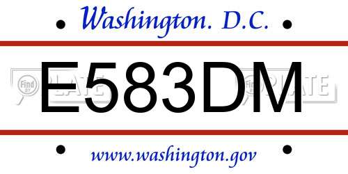 E583DM District Of Columbia License Plate