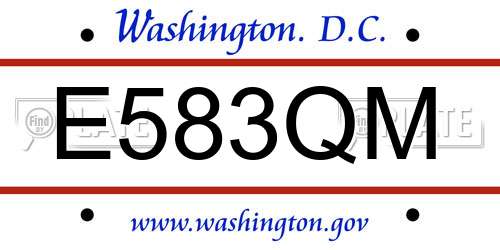 E583QM District Of Columbia License Plate