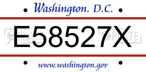 E58527X District Of Columbia License Plate
