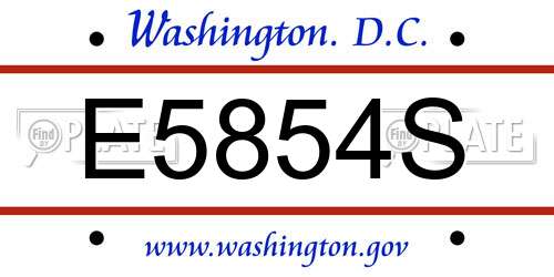 E5854S District Of Columbia License Plate