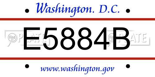 E5884B District Of Columbia License Plate