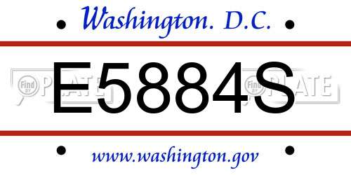 E5884S District Of Columbia License Plate