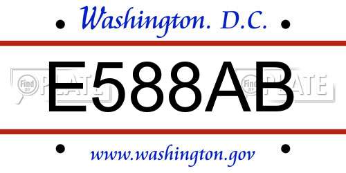 E588AB District Of Columbia License Plate