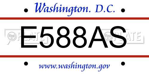E588AS District Of Columbia License Plate