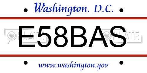 E58BAS District Of Columbia License Plate