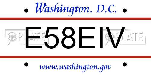 E58EIV District Of Columbia License Plate