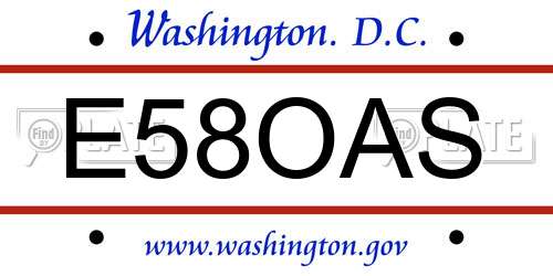E58OAS District Of Columbia License Plate