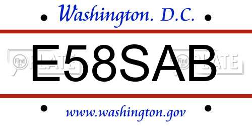 E58SAB District Of Columbia License Plate