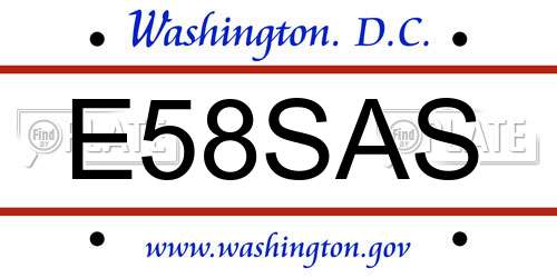 E58SAS District Of Columbia License Plate