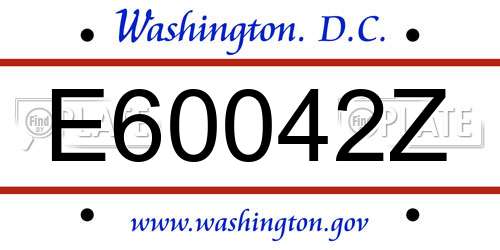 E60042Z District Of Columbia License Plate