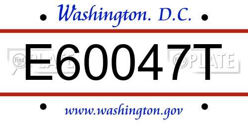 E60047T District Of Columbia License Plate