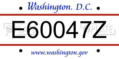 E60047Z District Of Columbia License Plate