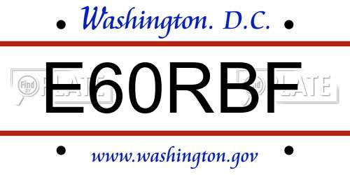 E60RBF District Of Columbia License Plate