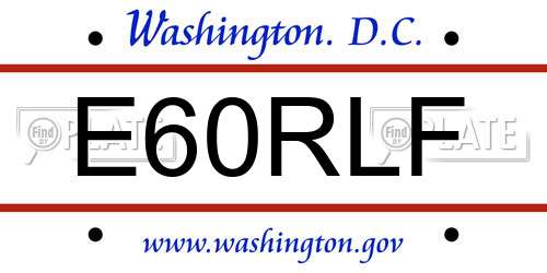 E60RLF District Of Columbia License Plate