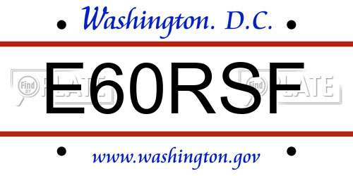 E60RSF District Of Columbia License Plate