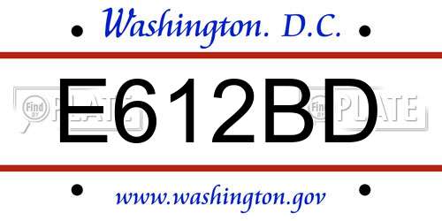 E612BD District Of Columbia License Plate