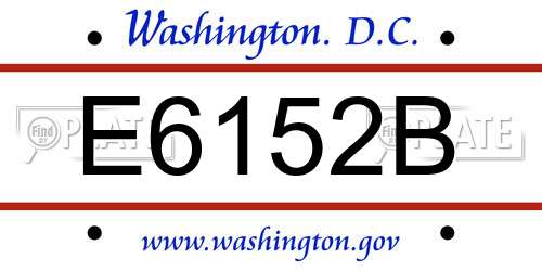 E6152B District Of Columbia License Plate