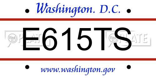 E615TS District Of Columbia License Plate