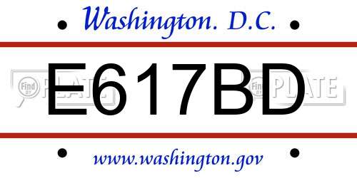 E617BD District Of Columbia License Plate