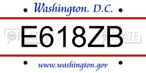 E618ZB District Of Columbia License Plate