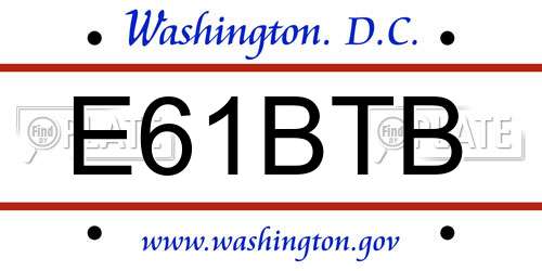 E61BTB District Of Columbia License Plate