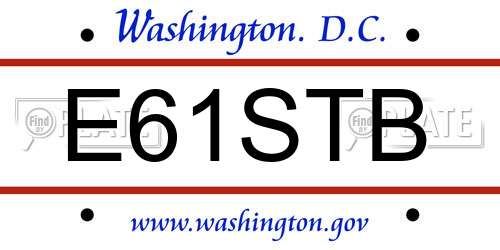 E61STB District Of Columbia License Plate