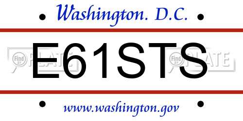 E61STS District Of Columbia License Plate