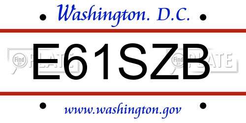 E61SZB District Of Columbia License Plate