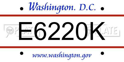 E6220K District Of Columbia License Plate