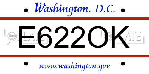 E622OK District Of Columbia License Plate