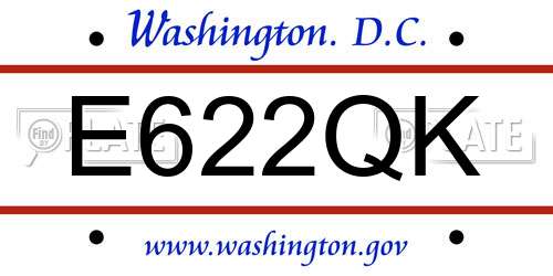 E622QK District Of Columbia License Plate