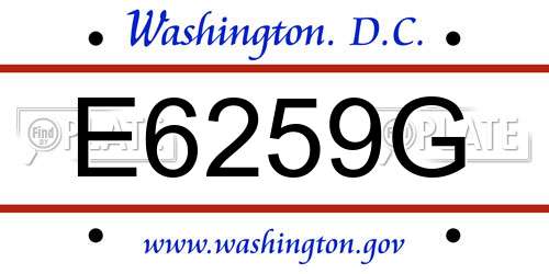 E6259G District Of Columbia License Plate