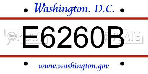 E6260B District Of Columbia License Plate