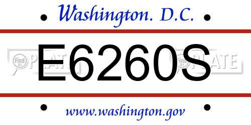 E6260S District Of Columbia License Plate