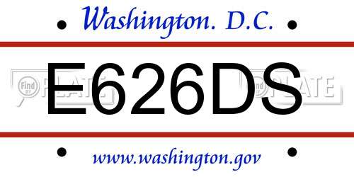 E626DS District Of Columbia License Plate