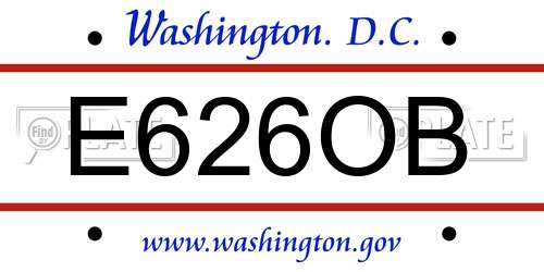 E626OB District Of Columbia License Plate