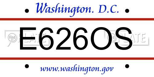 E626OS District Of Columbia License Plate