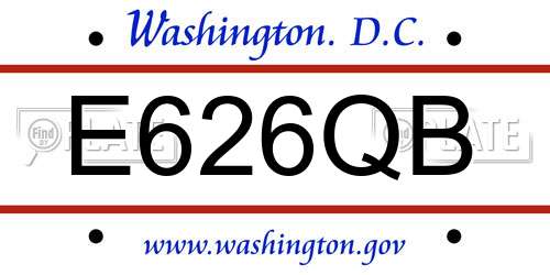 E626QB District Of Columbia License Plate