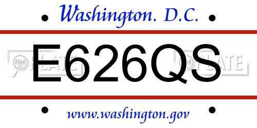 E626QS District Of Columbia License Plate