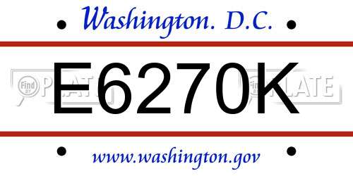 E6270K District Of Columbia License Plate