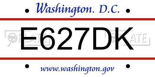 E627DK District Of Columbia License Plate
