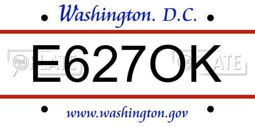 E627OK District Of Columbia License Plate