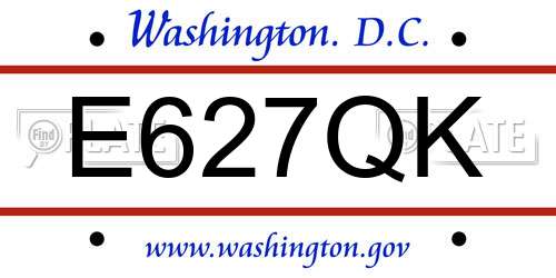 E627QK District Of Columbia License Plate